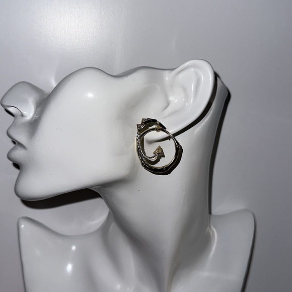 ALEXIS BITTAR orbital bamboo gold crystal hoop earrings - Picture 3 of 5